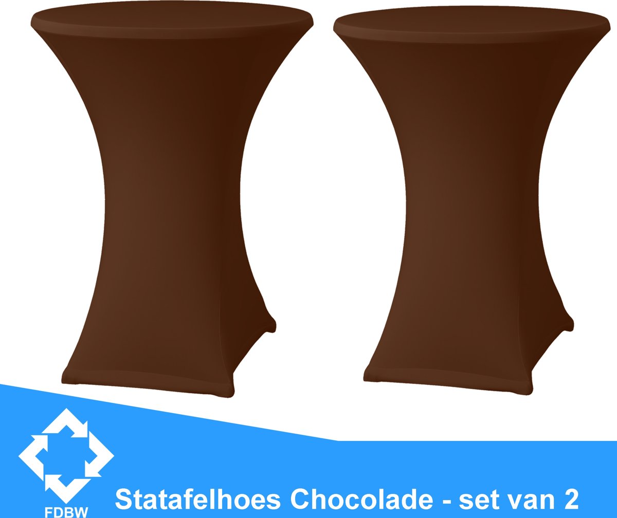 Statafelrok Luxe Bruin x 2 - Statafel Tafelrok - Statafelhoes - Stretch –  ∅80 x 110 cm – geschikt voor Horeca Evenementen | Sta Tafel Hoes | Statafel | Staantafelhoes | Cocktailparty | Trouwerij | Sta-tafel rok – 2 stuks - SET VAN 2